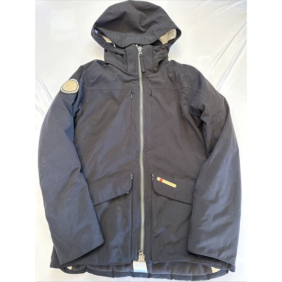 Helly Hansen Ski Jacket Womens Small Black H2 Flow Sytem Removable Hood Parka - Picture 1 of 16